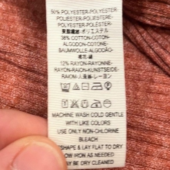 Free People Distressed Ribbed Knit Dolman Sleeve Tunic Top Size Large Orange‎ - Picture 5 of 11